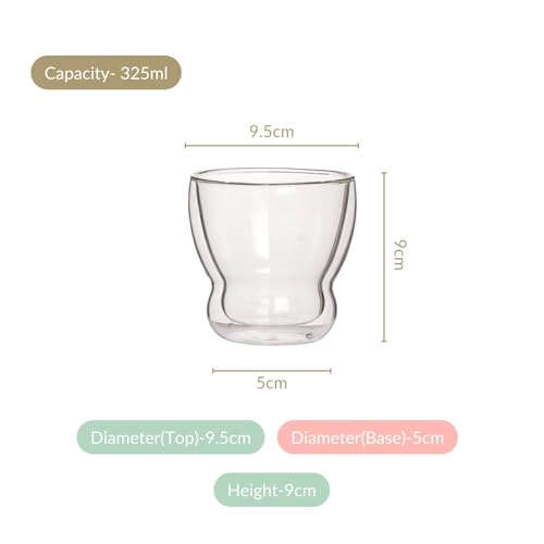 Image of Nestasia Set of 2 Double Wall Glass Tumblers (325ml) | Sleek, Curvy Design for Iced Drinks, Lattes & Cocktails | Microwave & Dishwasher Safe, Hand-Blown, Food-Safe, Lead-Free