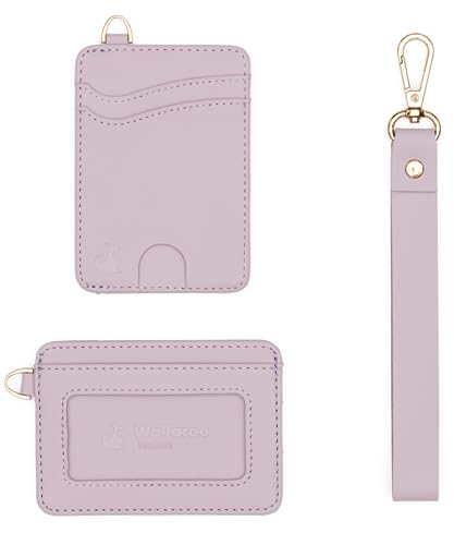 Premium Leather Women's Wristlet Wallet Slim Card Holder for Credit Cards, ID, and Cash - Minimalist Slim Style with Non-Slip Lining and Wrist Strap Lavender Pink