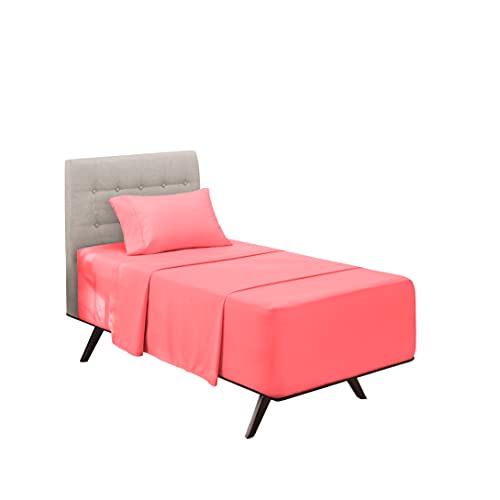 Image of Hearth & Harbor Extra Deep Pocket 3-Piece Bed Sheets Set - Super Deep Fitted Sheet 18-24 inces Depth, Fits High Profile Mattresses with Toppers, Twin, Coral Pink