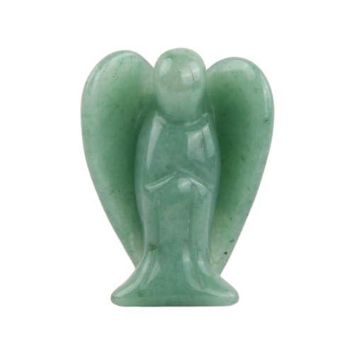 Joyan 39mm Estatua de Ángel de la Guarda de Piedra Preciosa, Verde Estatuilla de Cristal, Talismán de Energía y Amuleto de la Suerte Ornamento para Escritorio Decoración