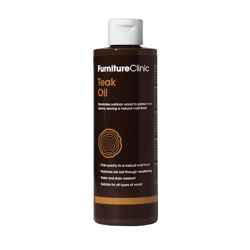 Abrillantador de teca Furniture Clinic – Se diluye y produce 1 litro – Restaura el color natural de la madera – Aumenta la absorción del aceite para teca – Para muebles de madera de exterior – 500 ml