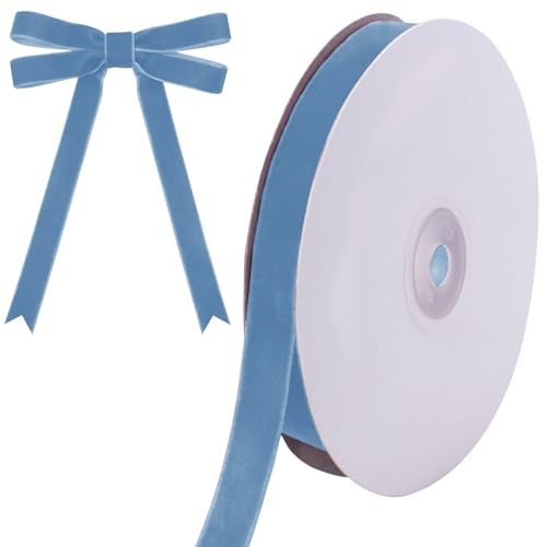 Image of Tsorode 10 Yards Blue Velvet Ribbon for Christmas Tree,5 /8 Inch