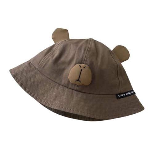 Cotton Kids Fisherman Hat with Big Brim for Sun Protections, Comfortable and Breathable Infant Baby Bucket Caps Coffee