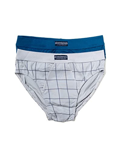 ABANDERADO Essentielles Océan Slips, À Carreaux, Bleu/Gris, L (Lot de 2) Homme Cover