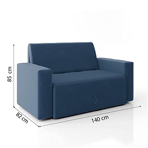 Sofá-cama 2 Lugares Pratik 5000 Mamflex Azul Suede