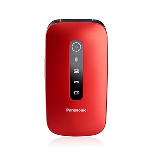 Panasonic KX-TU550EXR Basic Mobile Phone for Kids and Elderly – 4G, Sim-free & Unlocked, Easy Buttons, SOS Emergency, Durable Flip Phone, Compact & Long Life Battery, Dumb Phone, Brick Phone, Red