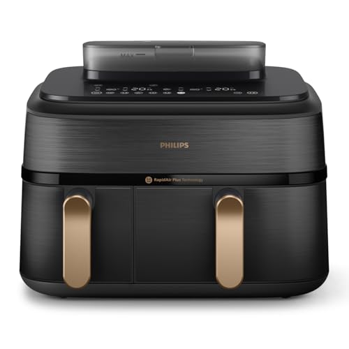 Philips Airfryer Serie 5000 Da 9L Cottura Vapore NA552/00 Friggitrice Ad Aria, Capacità 9 L, Max Potenza 2750 W, Nero/Bronzo-image