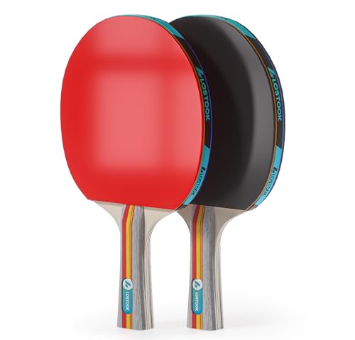 Lostook Professional Ping Pong Paddles Set of 2 with Table Tennis Rackets and 3 Star Balls, Portable Ping Pong Table Net with Clamps for Any Table, Home/Outdoor Games Gray Color - Thumbnail 7