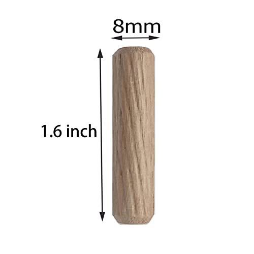 Wooden Dowel Pins 8mm x 40mm Fluted Wood Dowels Rods, Made of Hardwood, Approx 5/16 x 1.5 inch, 200 Pcs. - Thumbnail 3