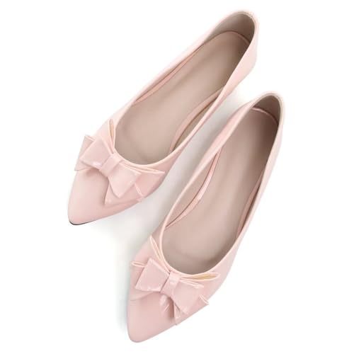 Hee grand Women Classic Pointed Toe Slip-On Ballet Shoes Cute Bow-Knot Patent Leather Flats Comfort Work Shoes Fashion Dress Shoes4