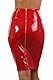 MISS NOIR Damen Röcke Wetlook Vinyl Bodycon Clubwear Knielänge Party Lack Rock (Rot (194661-RD), S)