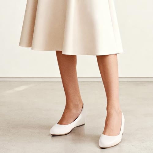 Image of Ankis Black Nude Silver Gold Wedges for Women, Low Heel Women's Wedge Comfortable Closed Toe Women Pumps Dress Shoes -2Inch