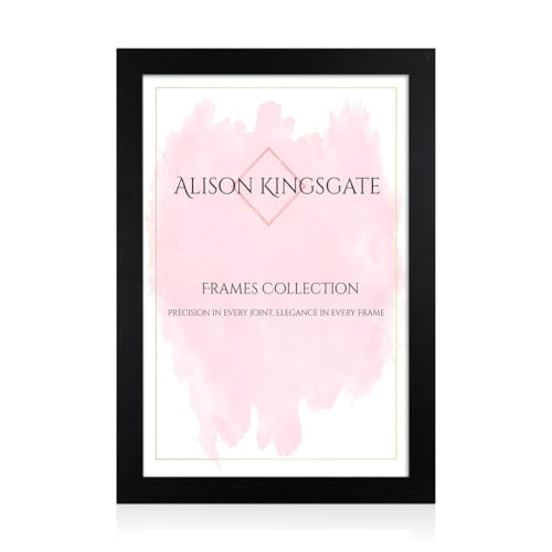 Alison Kingsgate Modern A1 Black Picture Frame - Engineered Wood Photo Frame with a Shatterproof Perspex Front - Ideal for Posters and Certificates - Suitable for Wall Mounting or Tabletop Display