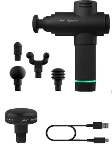 Hyperice Hypervolt 2 in Black Handheld Percussion Massage Gun Heated Head Attachment Compatible with All Hypervolt Models