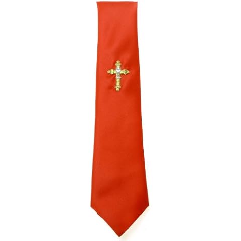 Red Satin Boys Communion Tie with Cross Cover