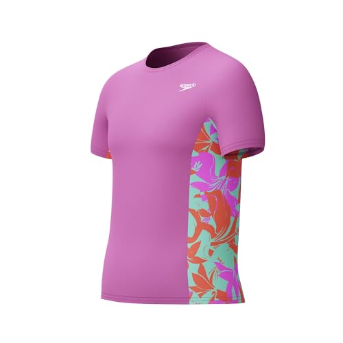 Image of Speedo Girls' Uv Swim Shirt Short Sleeve Printed Rashguard