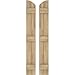 Ekena Millwork ARW401BE207X74UNH Americraft Two 3 Exterior Real Wood Joined Board-n-Batten Shutters w/Elliptical Top (Per Pair), 7"W x 74"H, Unfinished