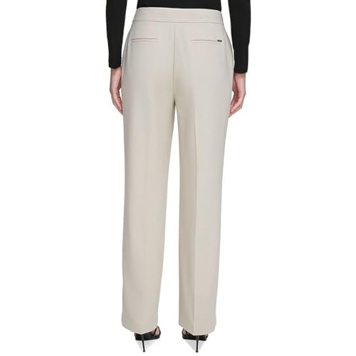 DKNY Womens High Rise Wide Trousers Relaxed Dress Pants, Beige, 16 Regular2