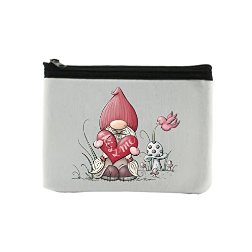 Valentines Day Kiss Me Gnome Coin Purse Wallet Pouch For Women | Small Card Change Bag With Zipper Gift | Mini Travel Purse For Id Case | Makeup Card Novelty Bag #TOP26