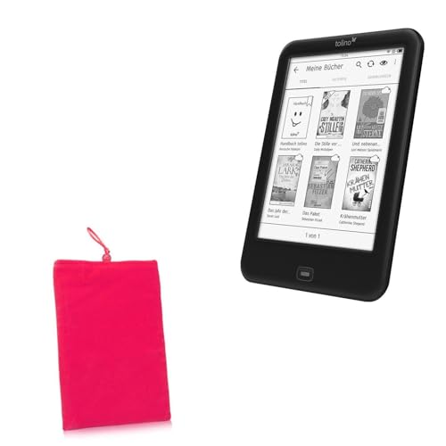 BoxWave Case Compatible with Tolino Shine2 300ppi e-Book - Velvet Pouch, Soft Velour Fabric Bag Sleeve with Drawstring - Cosmo Pink