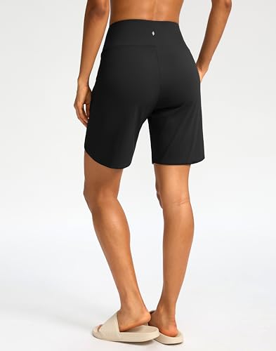 Soothfeel Women's 7" Athletic Running Long Shorts with Pockets High Waisted Bermuda Shorts for Women Workout Walking Casual2