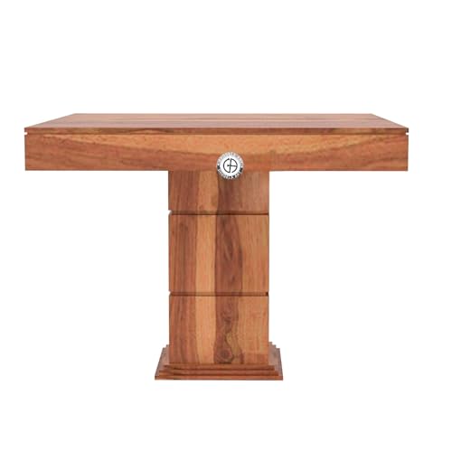 Image of Sheesham Wood Oval Dining Table with Cushion Chairs Set for Home Hall | Solid Wood Dinner Table with Chairs for Hotels | Dining Room Sets (Natural Finish 4, 4 Seater)