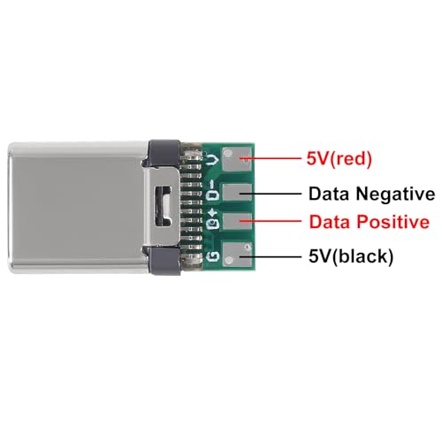 Pack de 5 conectores USB C macho para cable miniatura 3