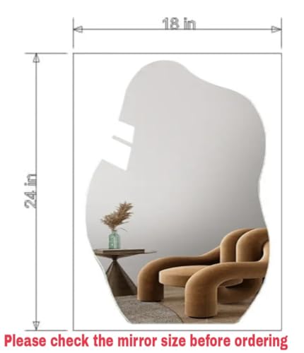 Image of 18 x 24 Inch Asymmetrical Freeform Wall Mirror - Modern Irregular Frameless Decorative Mirror for Bathroom, Bedroom, Living Room, Entryway & Contemporary Home Interior Design