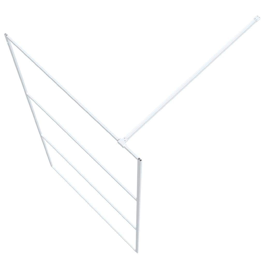 Parete doccia per doccia a pavimento, bianco, 100 x 195 cm, in vetro ESG trasparente, con telaio in alluminio