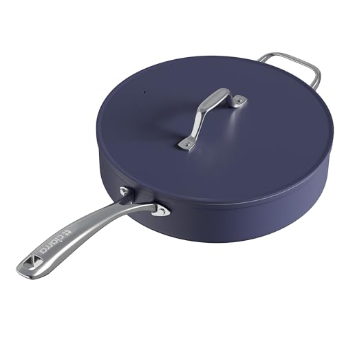 CIARRA Beyond - Padella per sauté - 28 cm - 4,2 L - Rivestimento antiaderente - con coperchio - Tutte le fonti di calore compresa l'induzione - Non tossico - Senza PTFE e PFOA - Blu