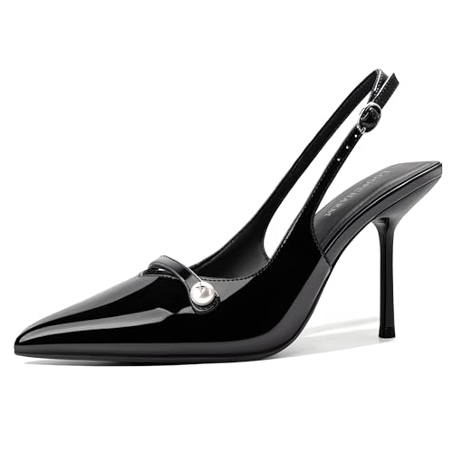 LOOPCHARM Women's Slingback Pumps Closed Toe Pointy Stiletto High Heels