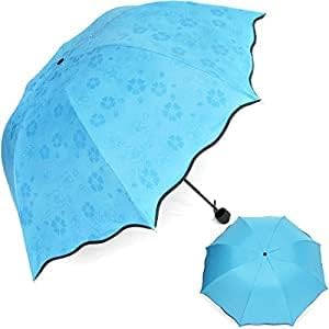 OTISTORES Beautiful Magic Umbrella Multi Color 3 Fold Rain and all seasons Protection Umbrella with Water Magic Print for Men and Women (Blue)