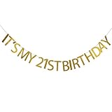 It's My 21st Birthday Banner/Gold Glitter Banner/Happy 21st Birthday