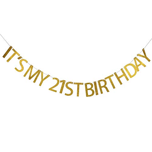 It's My 21st Birthday Banner/Gold Glitter Banner/Happy 21st Birthday