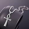 JKJF 2 Pcs Coptic Ankh Cross Pendant Chain Ancient Egyptian Religious Cross Pendant Cool Stainless Steel Pendant Goth Punk Rock Hip Hop Necklace for Men Boys - Black Silver #3