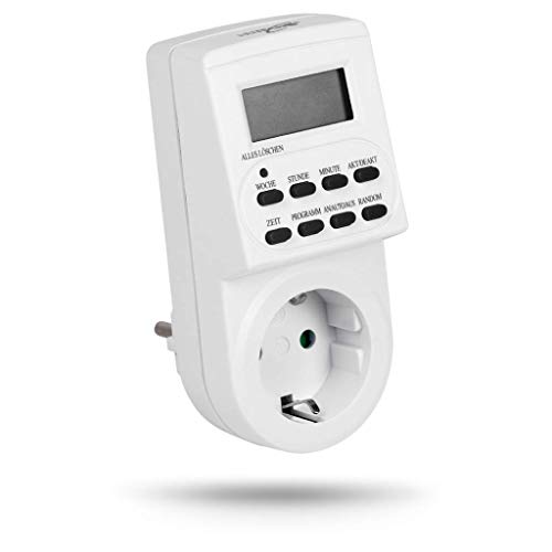 Preisvergleich Produktbild HEITECH Wochen Zeitschaltuhr digital mit Kindersicherung - Zeitschaltuhr bis max. 16A & 3600W - 10 Schaltprogramme für 24 Stunden / 7 Tage - Zeitschalt Steckdose, Timer Steckdosen