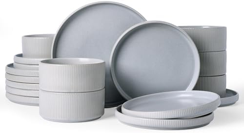Famiware Star Dinnerware Set, Plates and Bowls Sets for 6 (18pcs)...