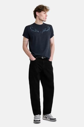 Image of SNITCH Men Jeans Streetwear | Balloon Fit Mid Rise & Acid Wash Design | 100% Cotton Breathable Fabric & Wide Leg Style for Urban Explorer & Casual Everyday Outings