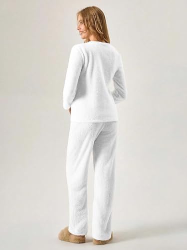 Image of KOTTY Women's Winter Set White Tracksuit | Warm Cord Set Sweatpants Co-ord | Stylish Jogging, Gym & Airport Wear Outfit