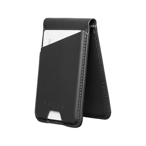 Mujjo Magsafe Compatible Leather Wallet Stand - Black Cover