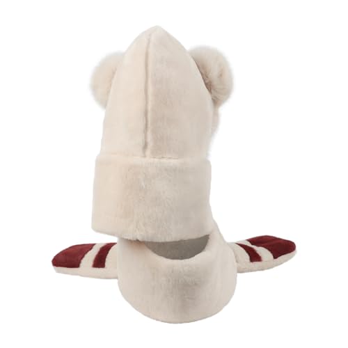 Cute Bear Ears Plush Winter Hat with Scarf Gloves Set Thicken Warm Faux Fur 3 in 1 Hooded Scarf for Women Girls3