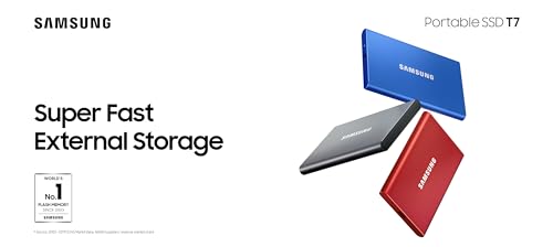 Image of Samsung T7 1TB Up to 1,050MB /s USB 3.2 Gen 2 (10Gbps, Type-C) External Solid State Drive (Portable SSD) Red (MU-PC1T0R)