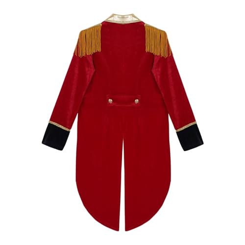 Kids Boys Ringmaster Marching Brand Drum Majority Outfits Long Sleeve Tassel Coat with Hats Set4