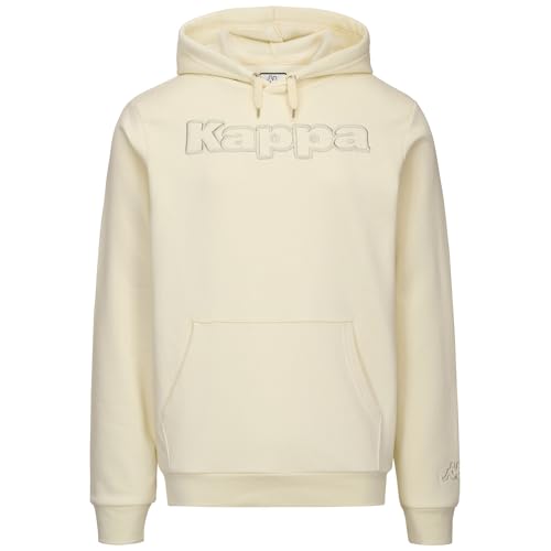 Kappa - Felpa con Cappuccio, Uomo, Bianco, Cotone, Sportivo. Logo Korpo Dafers, Taglia: 2XL