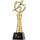 Trofeo De Oro para Concurso De Carreras, Copa del Ganador con Base De Cristal Negro, Trofeos con Grabado Personalizado Gratuito, para Ceremonias, Competiciones Y Reconocimiento A Empleados