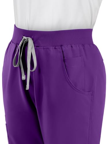 Image of Scrub Pants for Women - Straight Leg Medical Scrub Pants with 6 Pockets - Drawstring Soft Stretch Women Scrub Pant