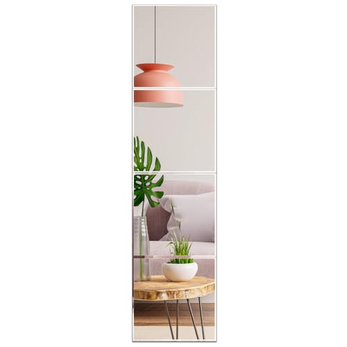 RLAVBL Espejo de Pared de Cristal, Espejos sin Marco de 4 Piezas, Espejo de Pared Decorativo para Casa, Salón, Baño, Dormitorio (28x28x0.3cm).