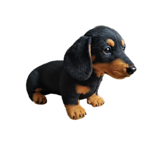 Peluche de perro salchicha realista, 17 x 15 cm, de terciopelo, perro salchicha, perro salchicha, dulce salchicha realista, alivia el estrés, se siente como real