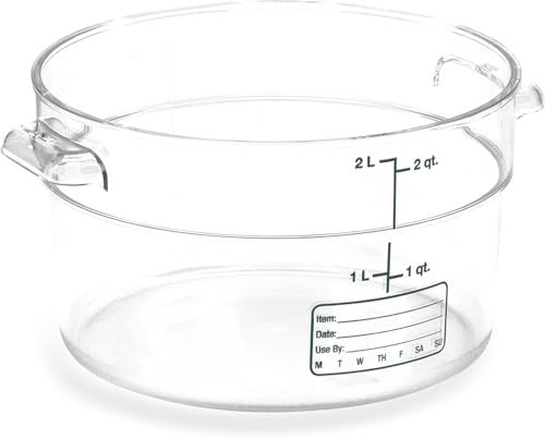 Image of Carlisle FoodService Products StorPlus Round Food Storage Container for Serving and Storing Hot or Cold Food, 2 Qt, 1 Count, Clear