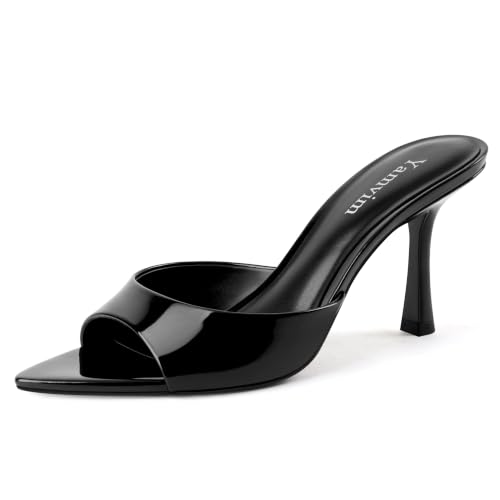 Image of Heel Mules for Women Pointed Open Toe High Heel Sandals